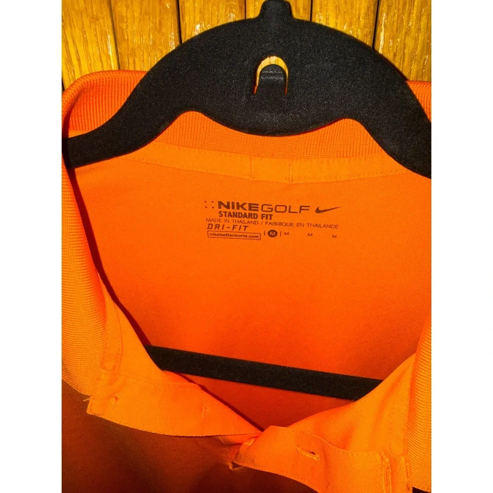 Nike Golf Mens Dri-FIT Standard‎ Fit Orange Jacquard Polo Shirt Size Medium